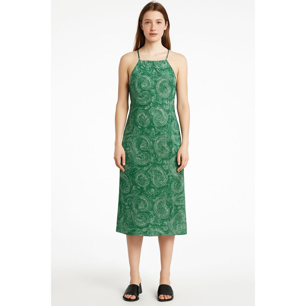 NSR Green Paisley Halter Midi Dress Size M